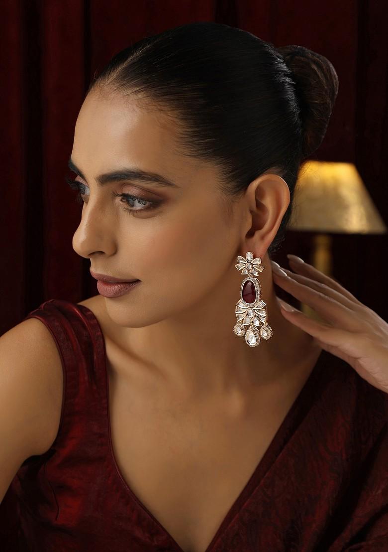 Red Polki Dangler Earrings