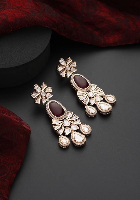 Red Polki Dangler Earrings