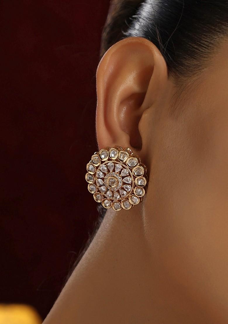 Rose Gold Polki Stud Earrings