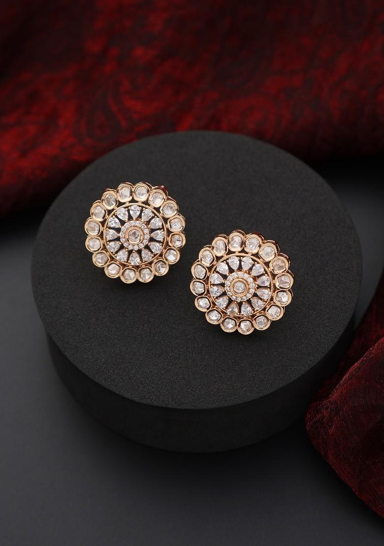 Rose Gold Polki Stud Earrings