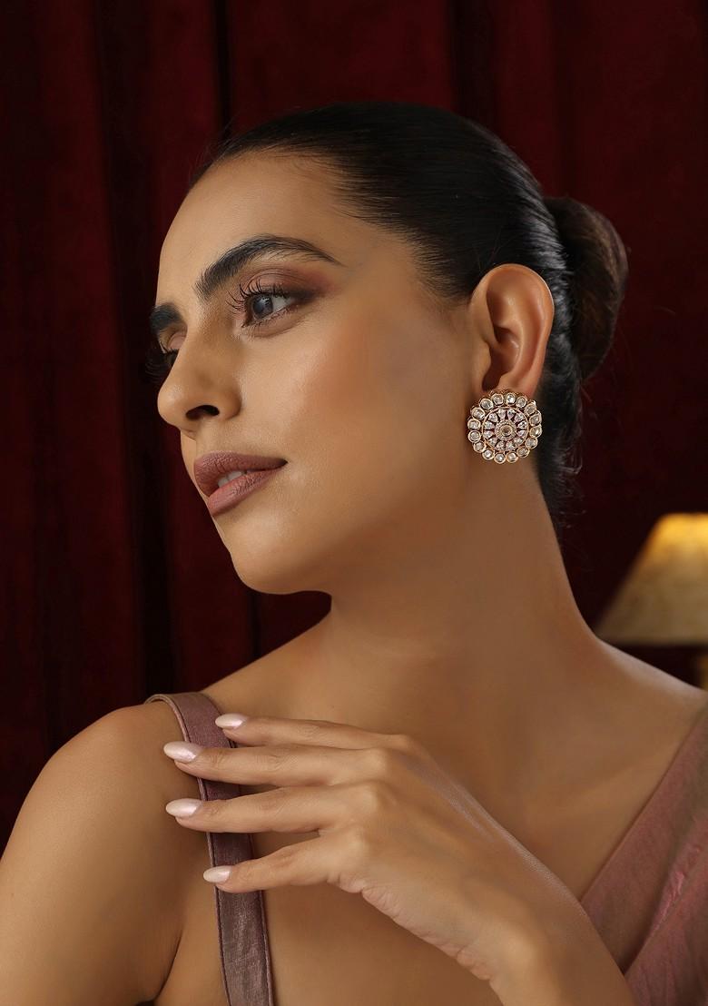 Rose Gold Polki Stud Earrings