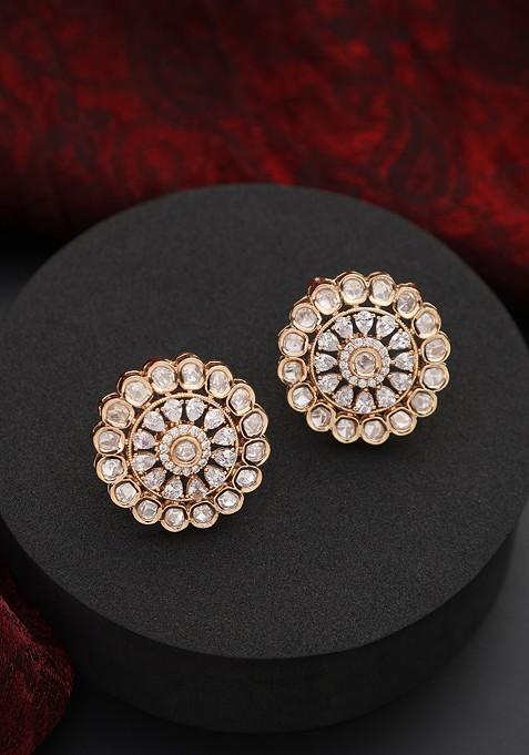 Rose Gold Polki Stud Earrings