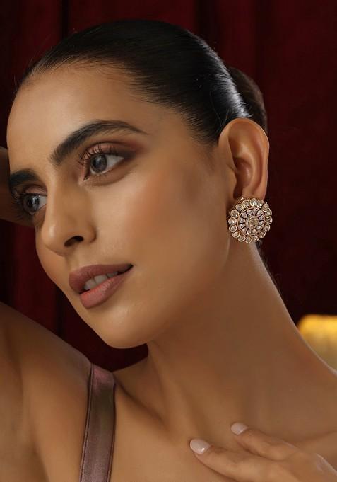 Rose Gold Polki Stud Earrings