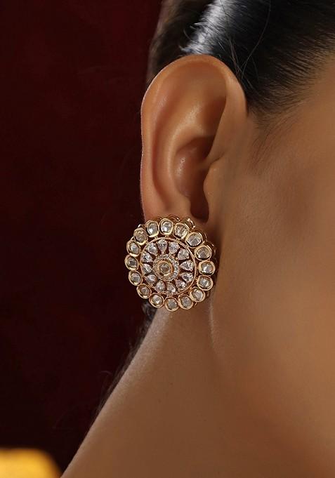 Rose Gold Polki Stud Earrings