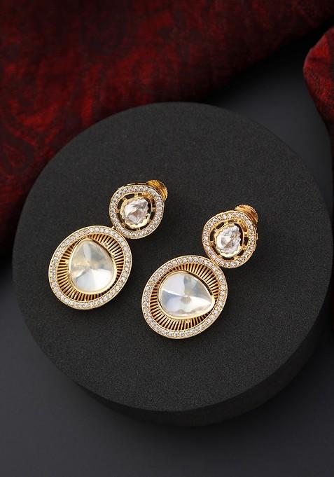 Gold Polki Stud Earrings