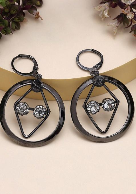 Black Glass Stone Earrings