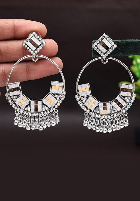 Gold And Silver Plated Rhinestone Earrings