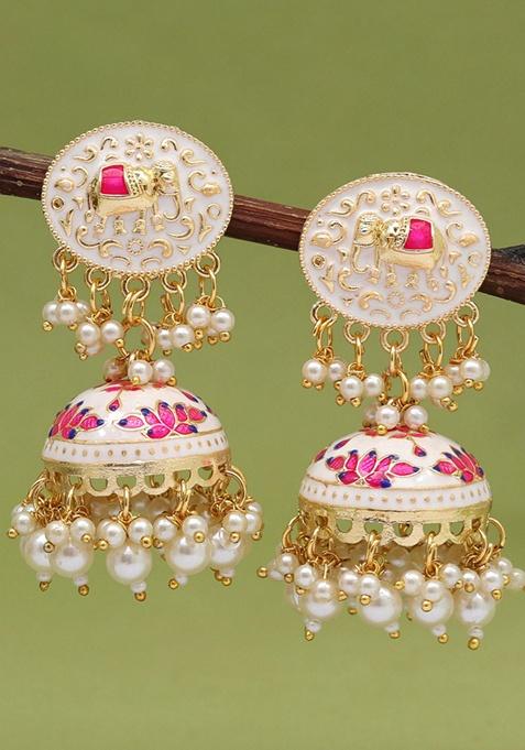 White Bead Earrings