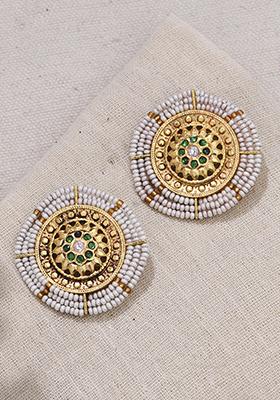 Gold Plated Golden Pearl Studs Earrings