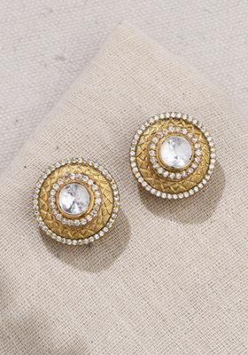 Gold Plated Minimal Polki Studs Earrings