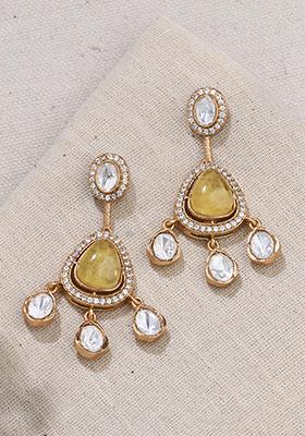 Gold Plated Yellow Polki Studs Earrings