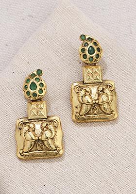 Gold Plated Opulent Temple Studs Earrings