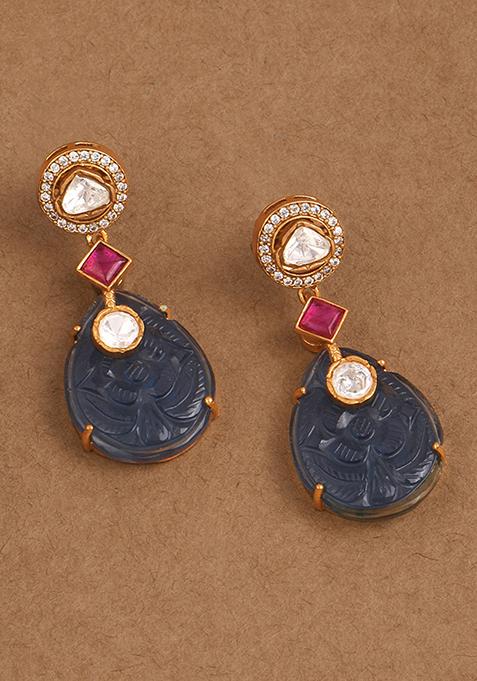 Blue Azure Motif Dangle Earrings