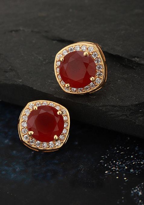 Red Geometric Earrings