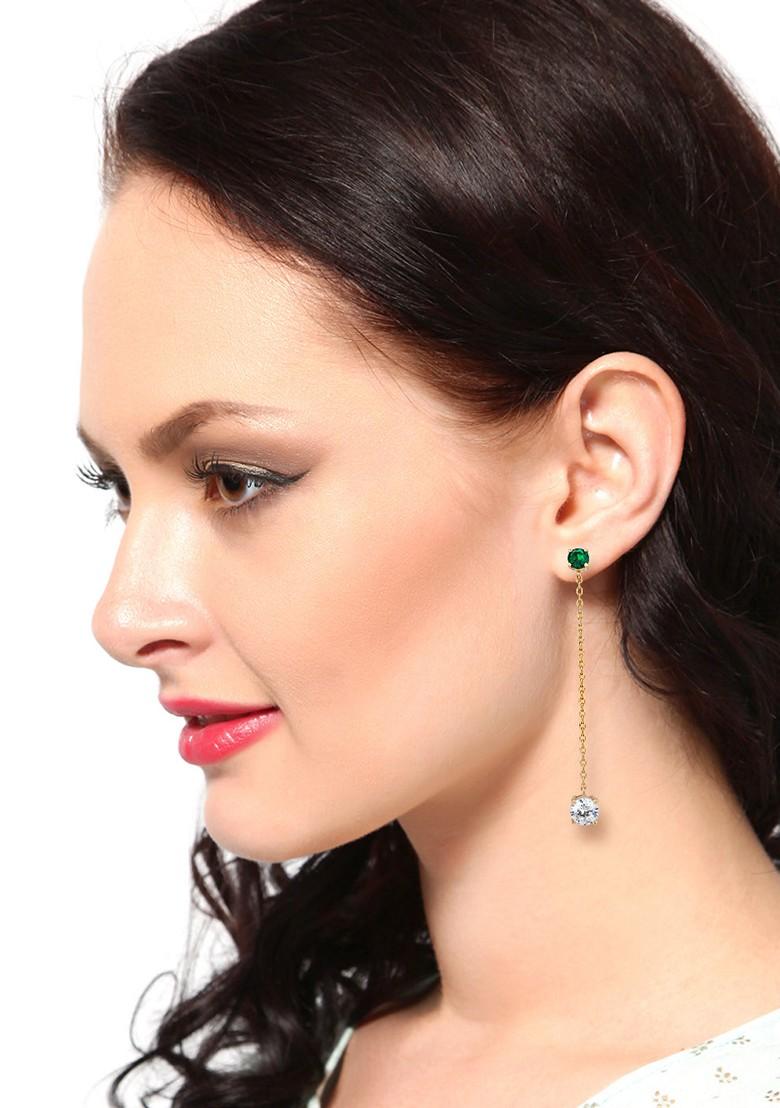 Gold Plated Cz Stone Earrings - Indya