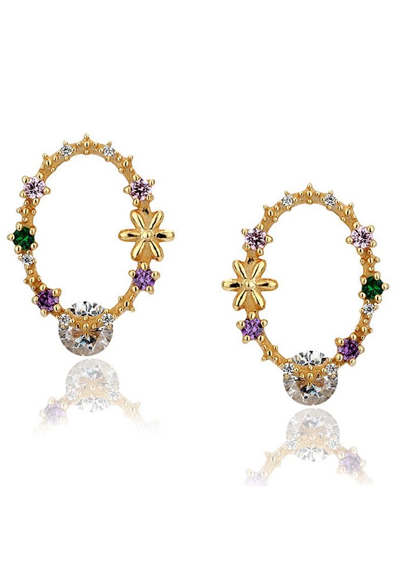 Gold Plated Cz Studded Earrings - Indya