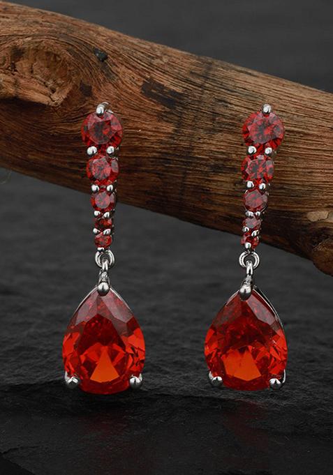 Red  Cz Studded Earrings
