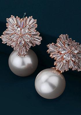 Rose Gold Plated  Pearl Earrings