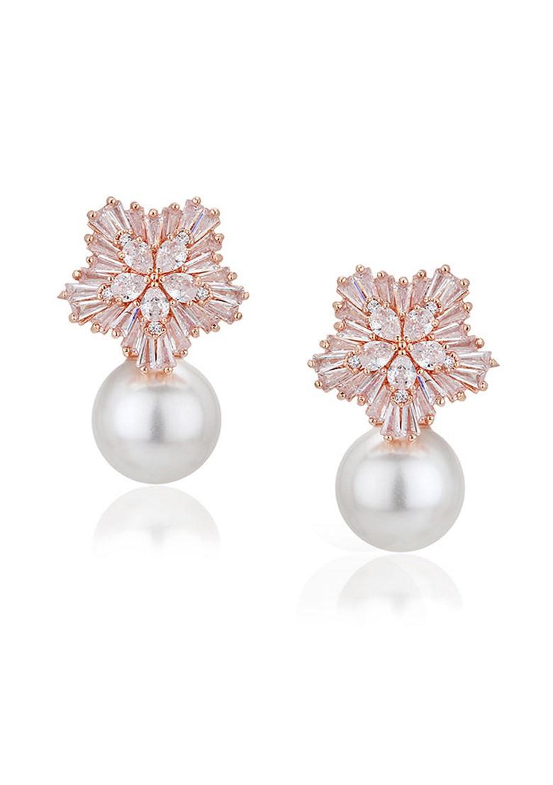 Rose Gold Plated  Pearl Earrings