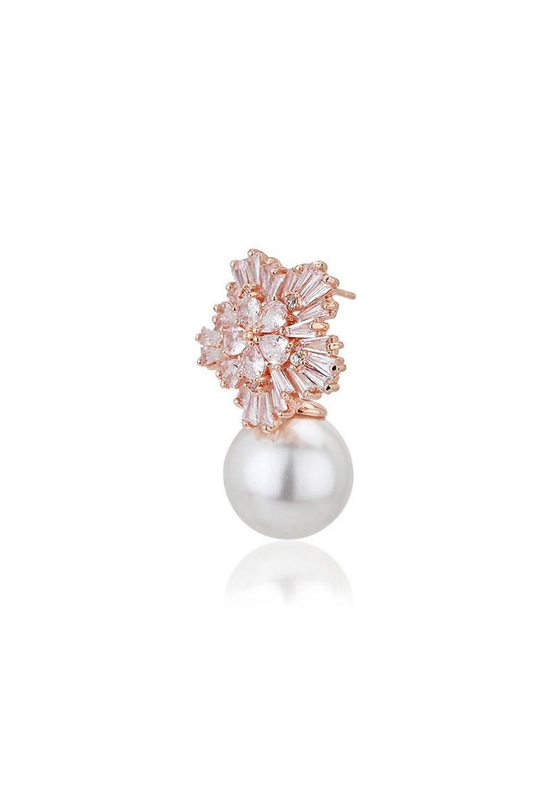 Rose Gold Plated  Pearl Earrings