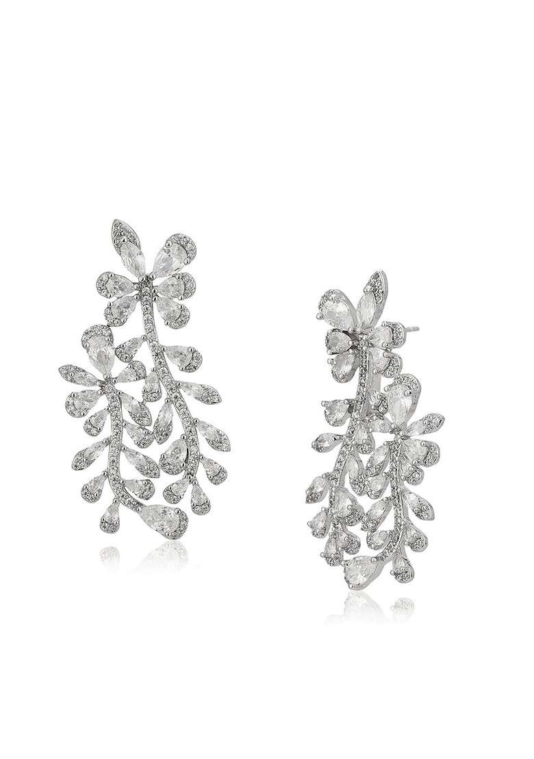 Silver Plated CZ Stone Earrings - Indya