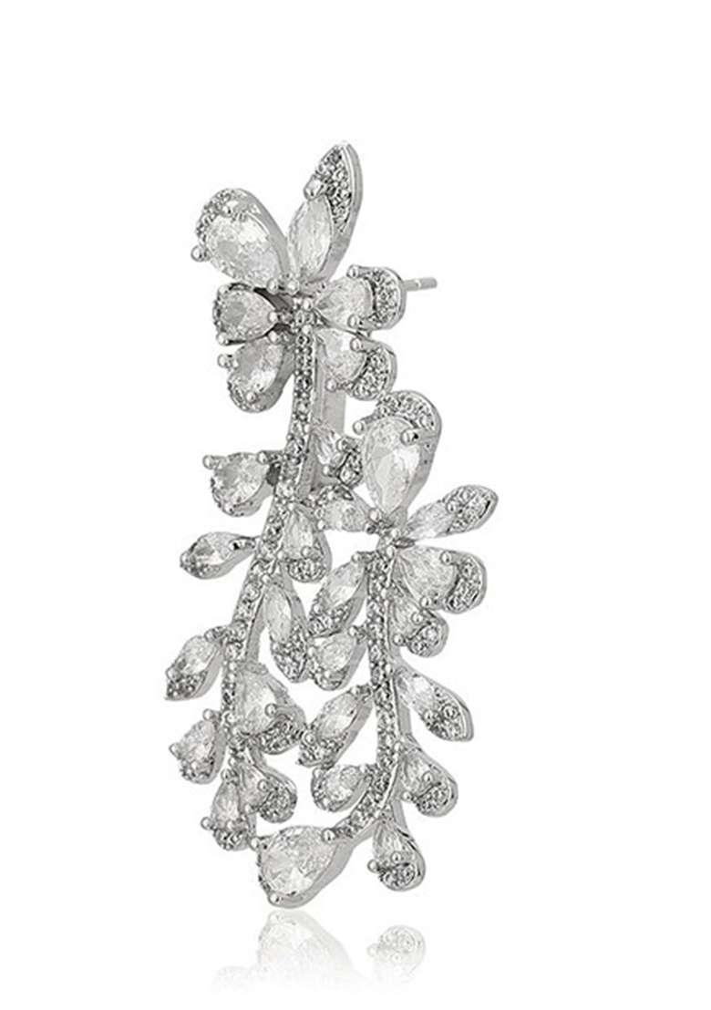 Silver Plated CZ Stone Earrings - Indya