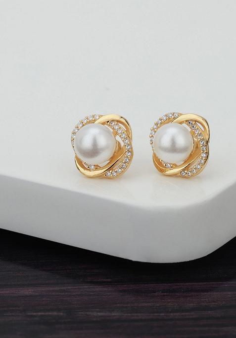 Gold Plated  Pearl Earrings