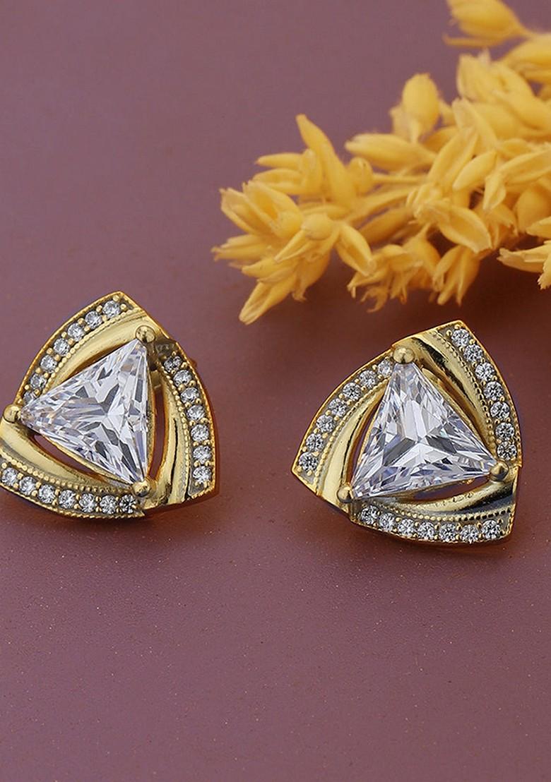 Gold Plated Triangular Stud Earrings