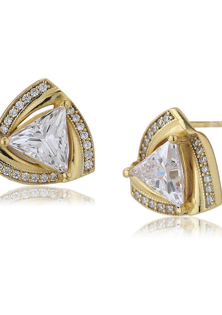 Gold Plated Triangular Stud Earrings