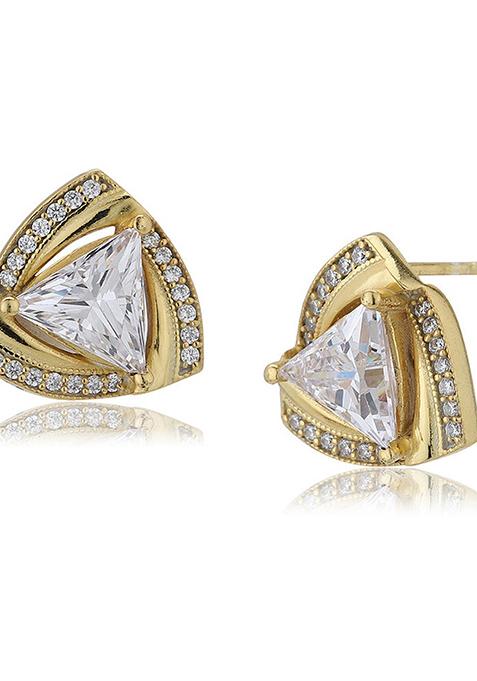 Gold Plated Triangular Stud Earrings