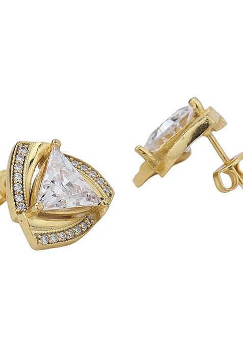 Gold Plated Triangular Stud Earrings