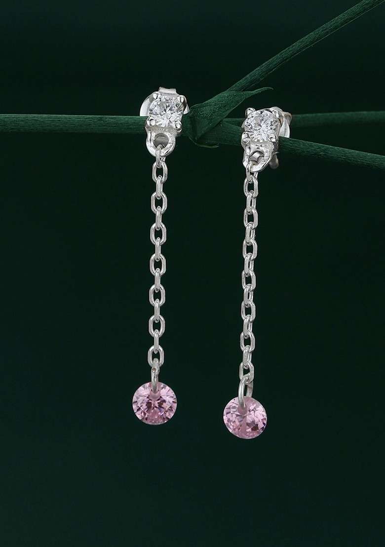 Silver Plated CZ Stone Earrings - Indya