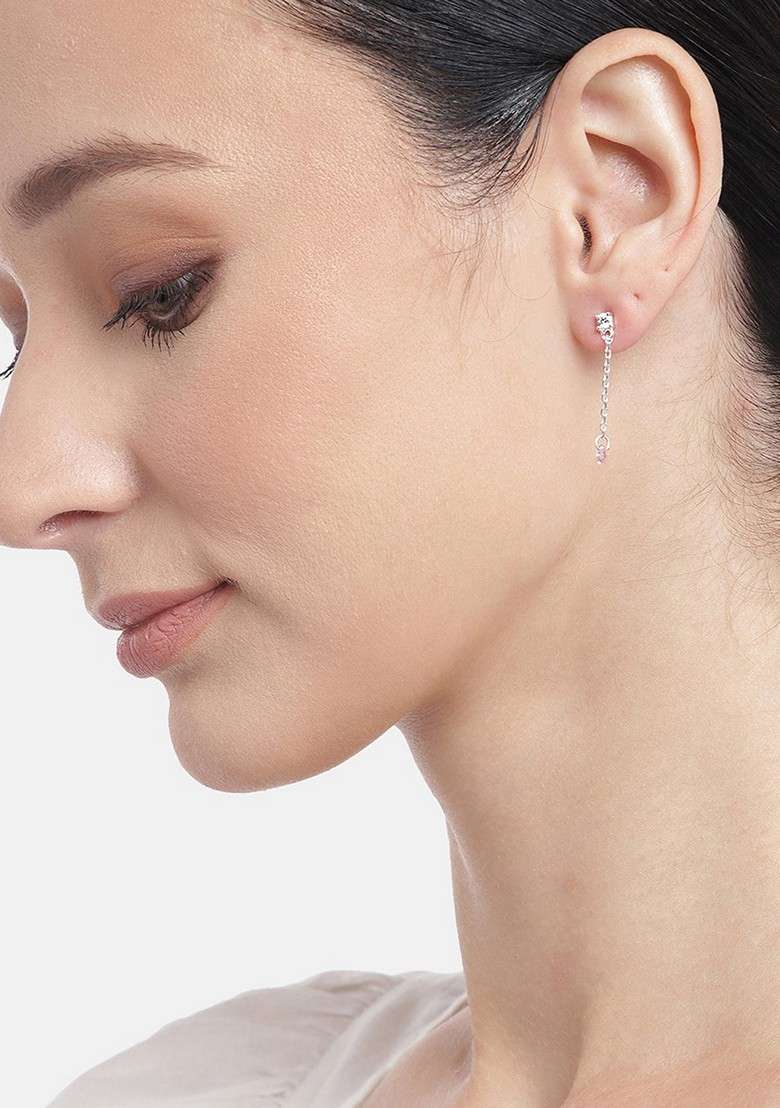 Silver Plated CZ Stone Earrings - Indya