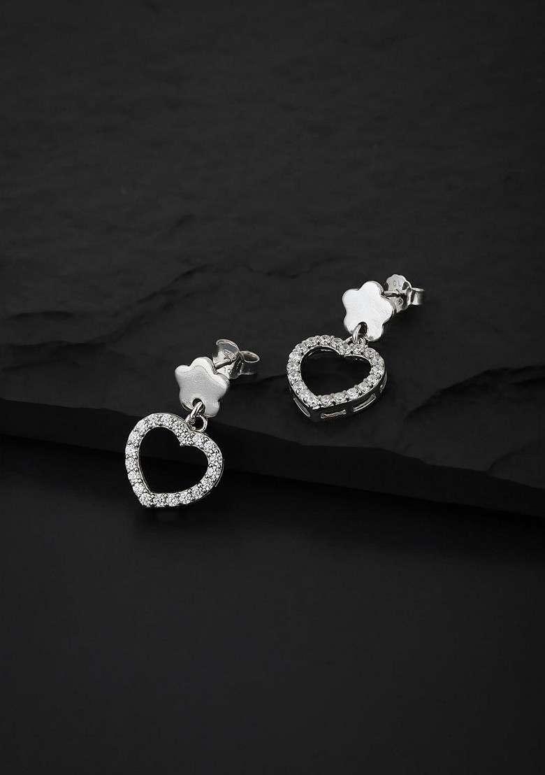 Silver Plated CZ Stone Earrings - Indya
