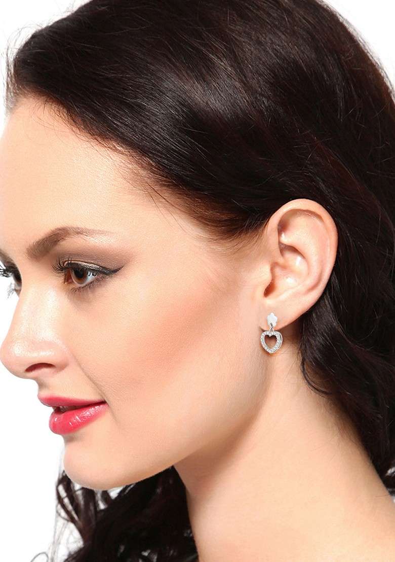 Silver Plated CZ Stone Earrings - Indya