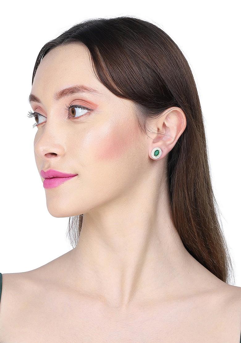 Green Gold Plated Plated Earrings - Indya