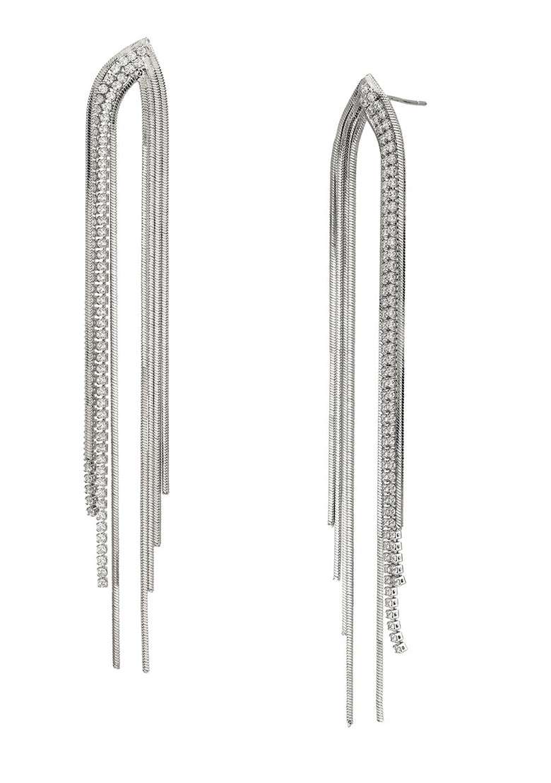 Silver Plated CZ Stone Earrings - Indya