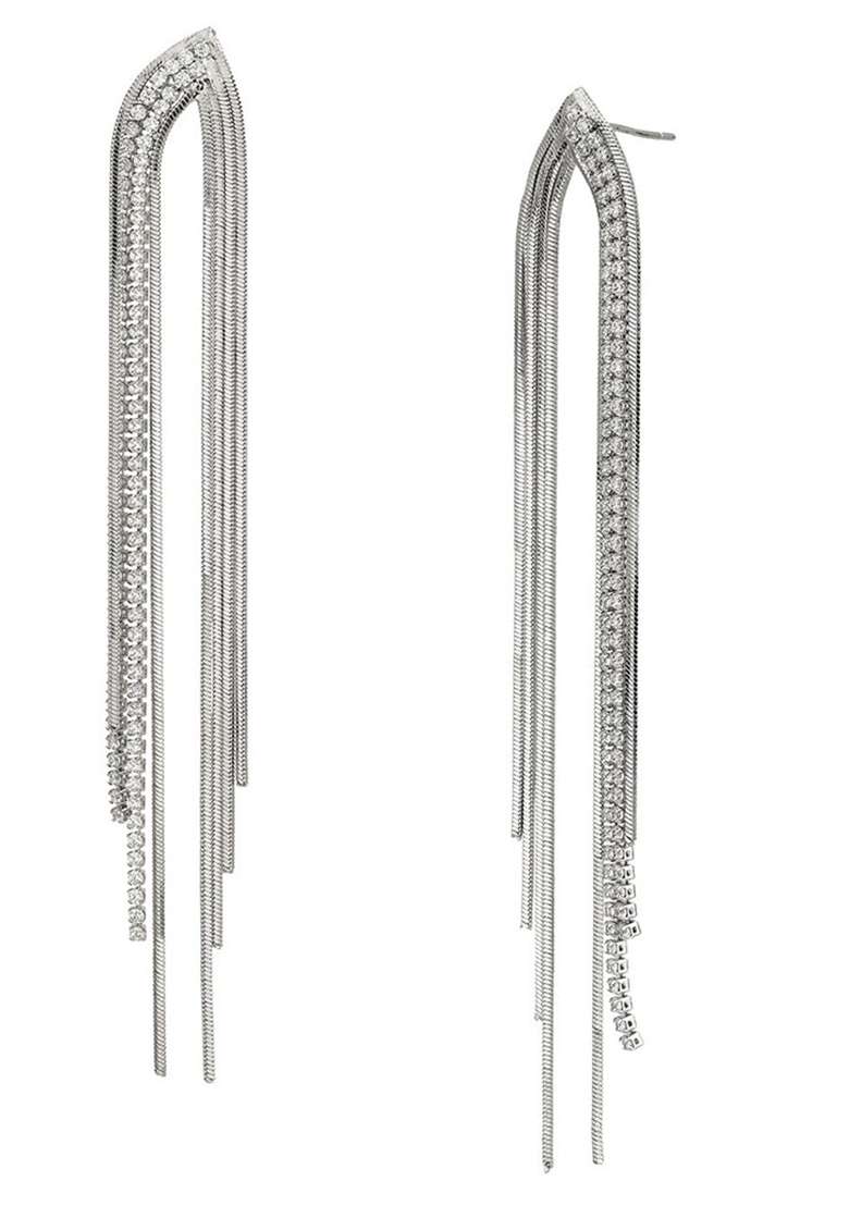 Silver Plated CZ Stone Earrings - Indya