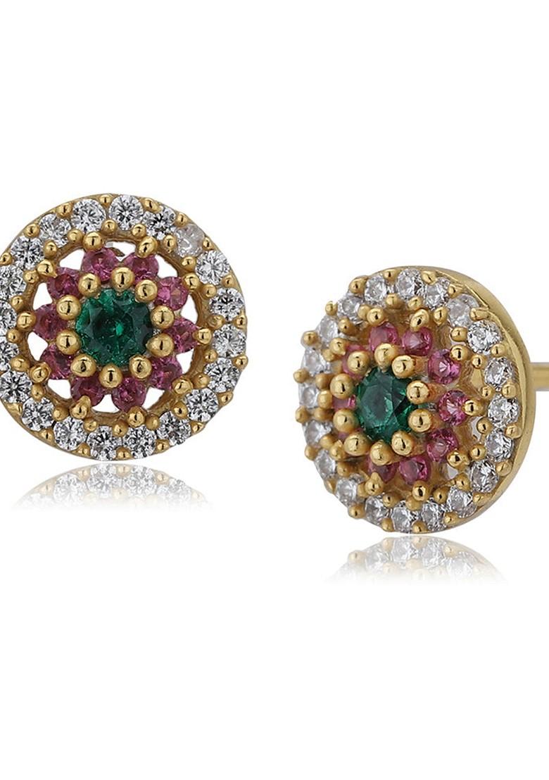 Gold Plated Circular Earrings - Indya