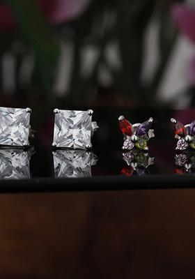 Silver Plated Rhodium Plated Earrings