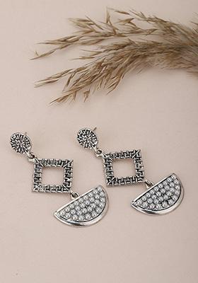 Multicolour Rhodium Plated Earrings