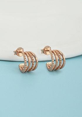 Rose Gold Plated Plated Half Hoop Earrings