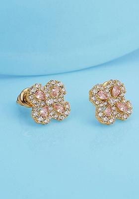 Gold Plated Cz Floral Earrings