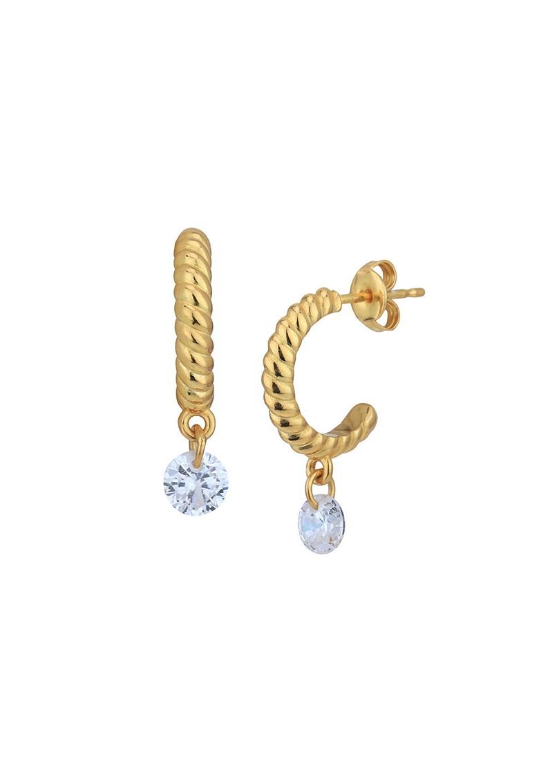 Gold Plated CZ Stone Earrings - Indya