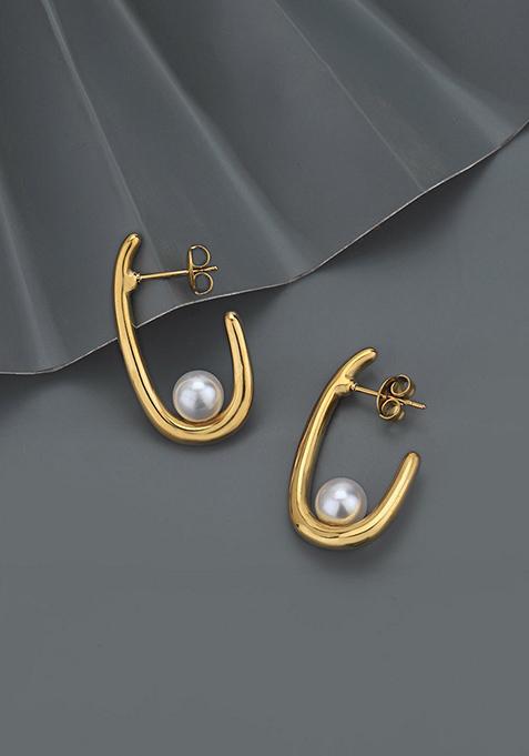 Gold Plated Pearl Earrings