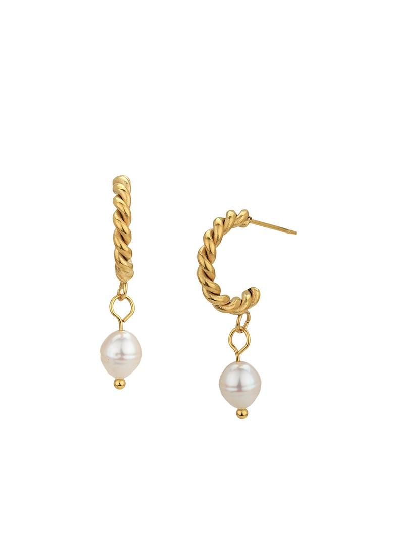 Gold Plated Pearl Earrings - Indya