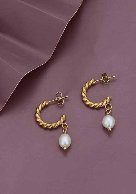 Gold Plated Pearl Earrings