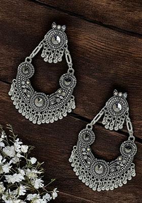 Silver Oxidized Drop Earrings