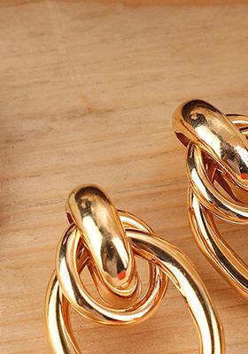 Gold Plated Matte Contemporary Drop Earrings