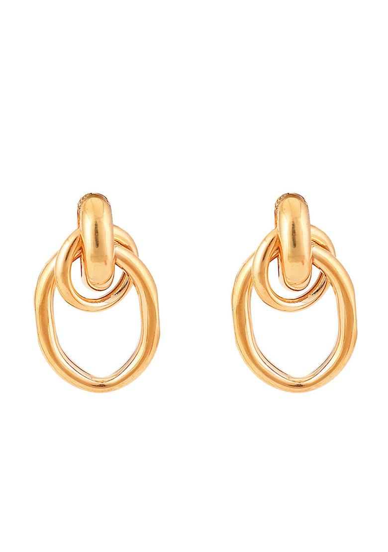 Gold Plated Matte Contemporary Drop Earrings - Indya
